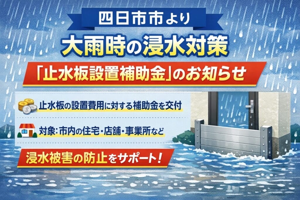 四日市市から止水板設置の補助金がでます